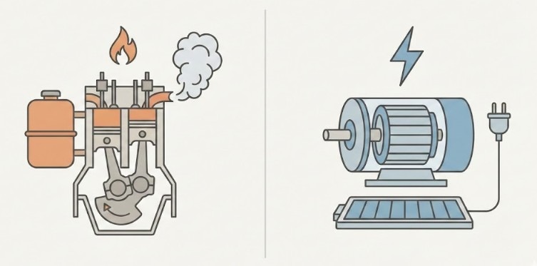 Ilustración Motor de combustión: por qué la física lo condena frente al eléctrico