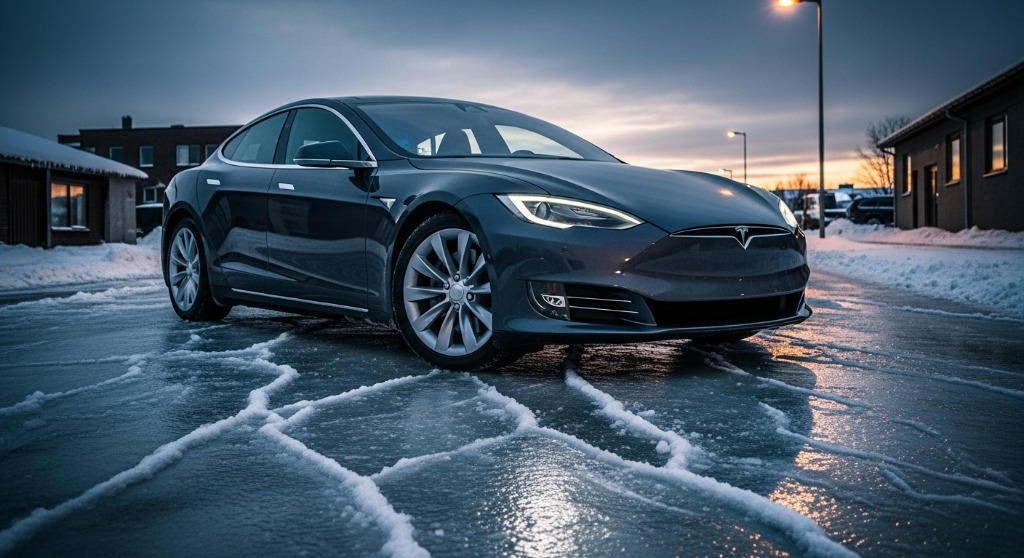 Ilustración Tesla en invierno: Por qué desaparece el 40% de autonomía en una noche