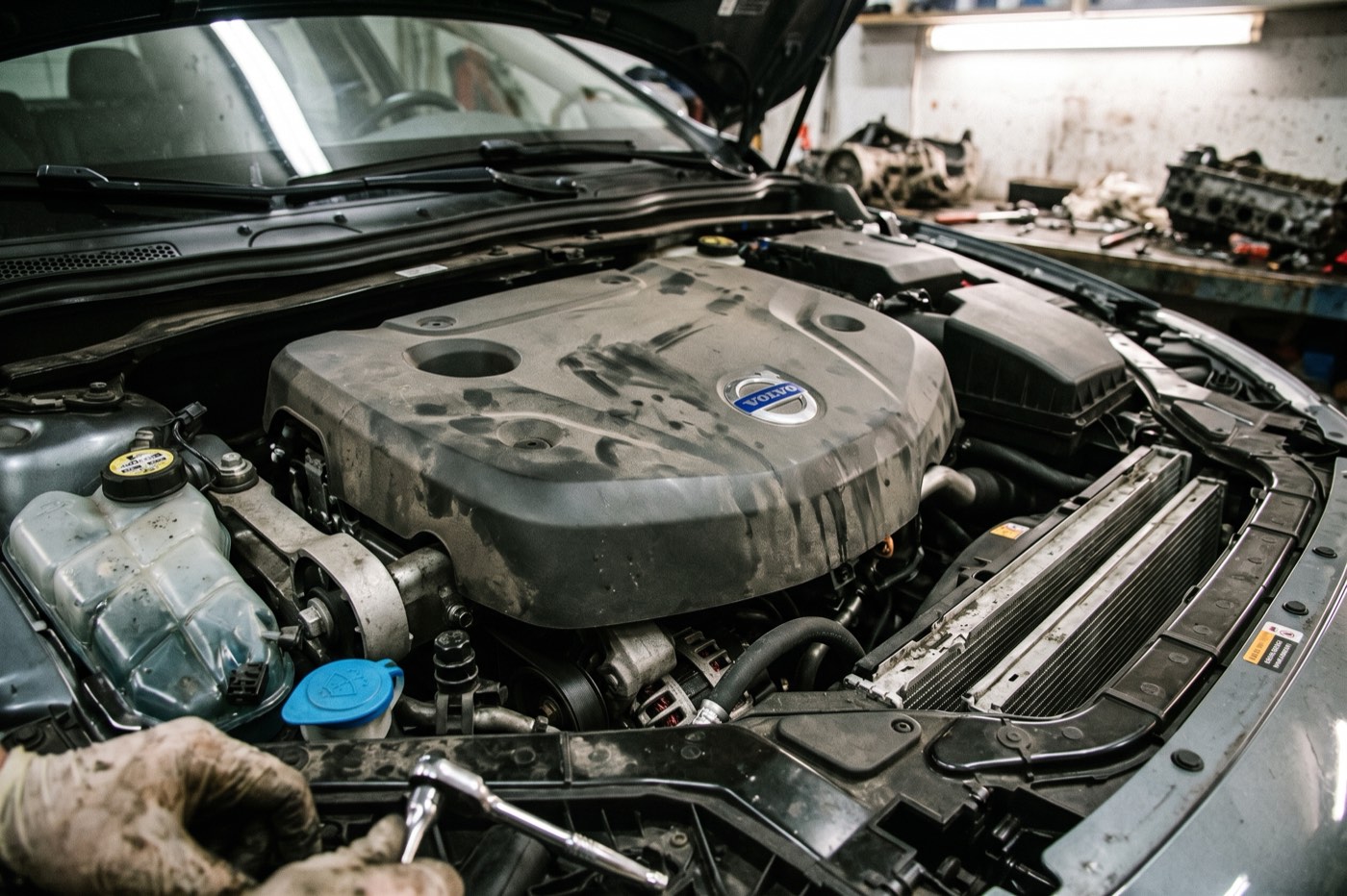 Vano motor de un Volvo equipado con el diésel D4